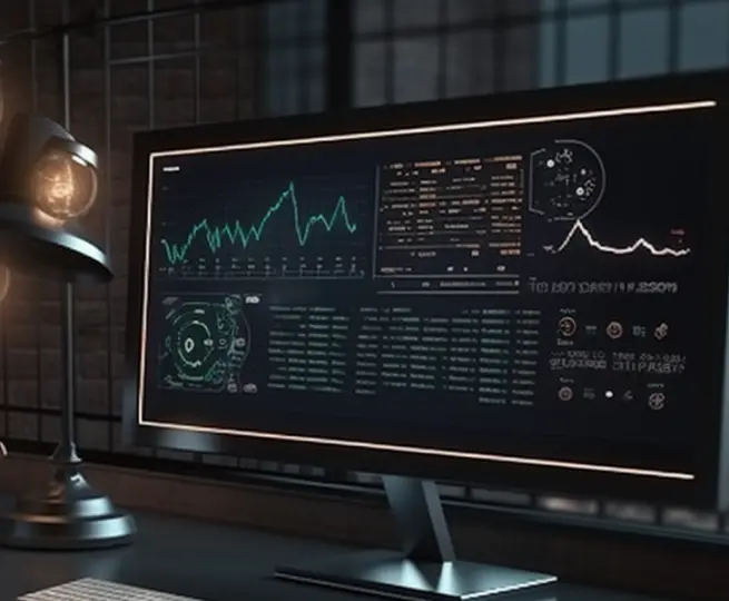 Modern computer monitor displaying data analytics dashboard.